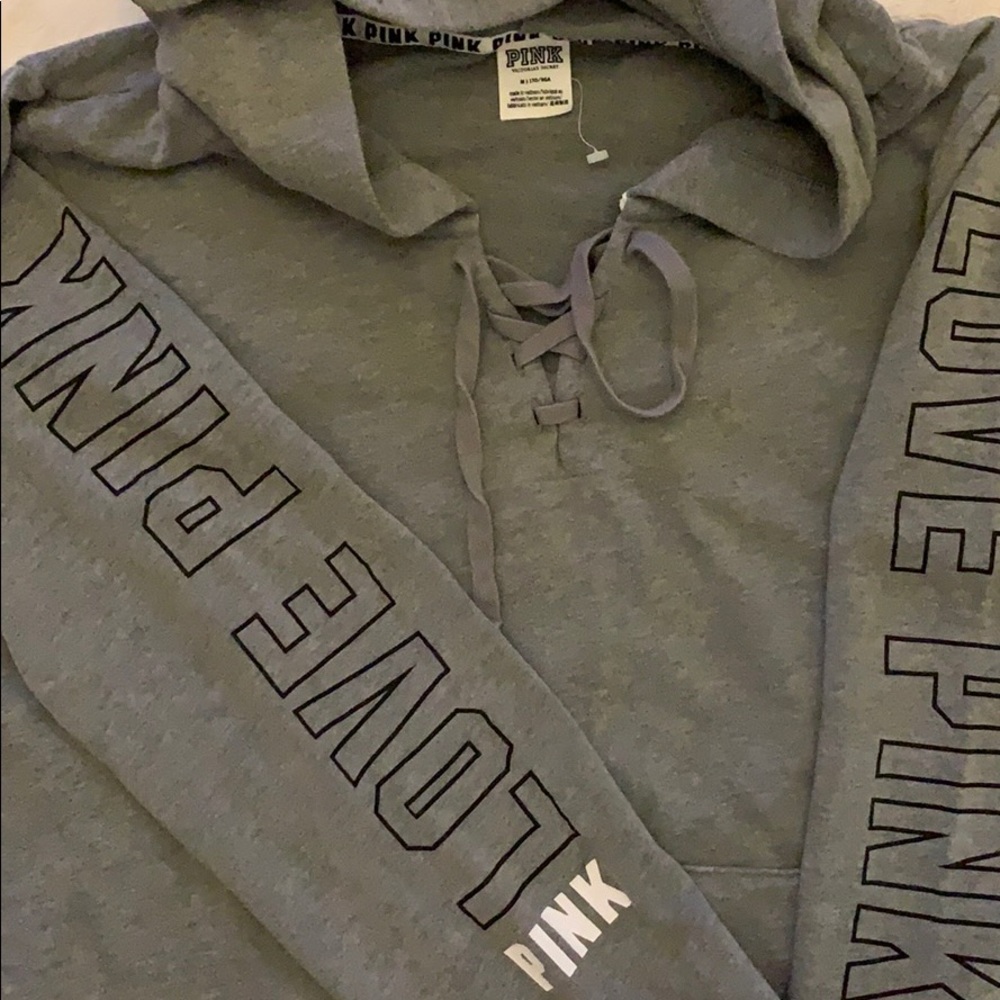 Victoria secret pink hoodie sweatshirt medium gray